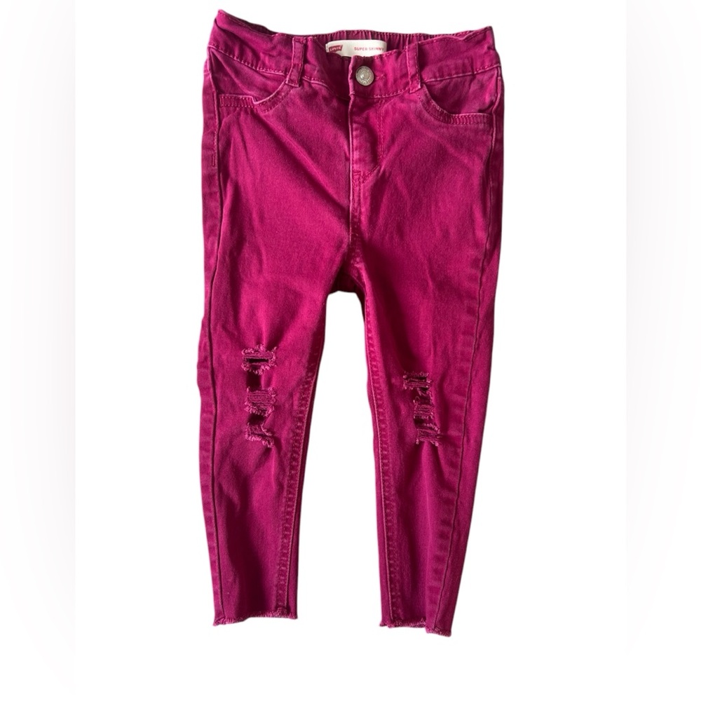 Levi’s Baby Girl Super Skinny Distressed Pink Jeans | 24M